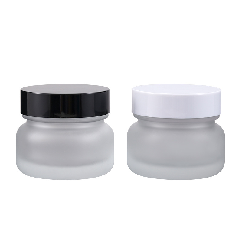 Logo/Graphic Design Label Clear Frosted Cream Jar Sealed Glass Jar for Cosmetics Sample 15g 30g 50g