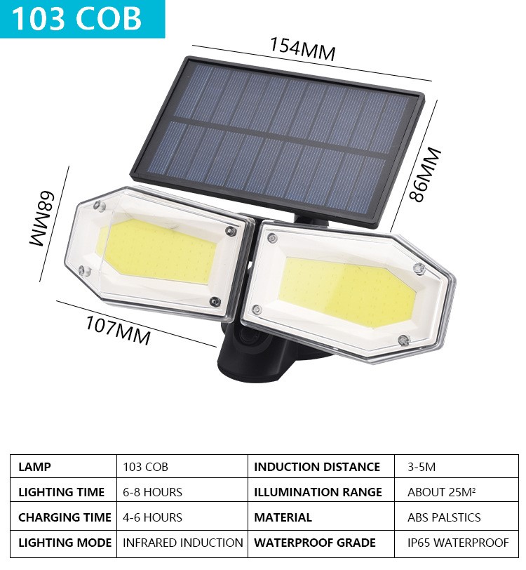 6000-6500K 20W 500LM Pir Motion Sensor Solar Security Spotlight