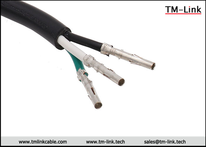 HXT63080 2P 16AWG male to terminals Black PVC Jacket power cable assemblies