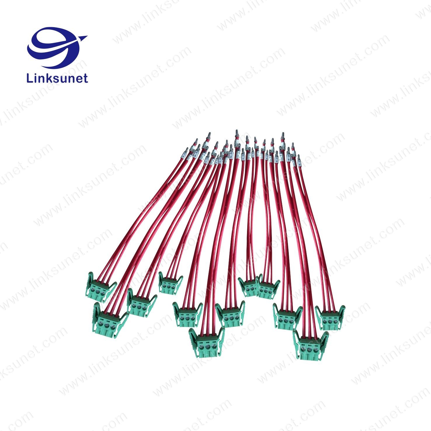 Pich 5.0mm Custom Wiring Harness With Latch Green Terminal Block 3P - PTFE / ETFE