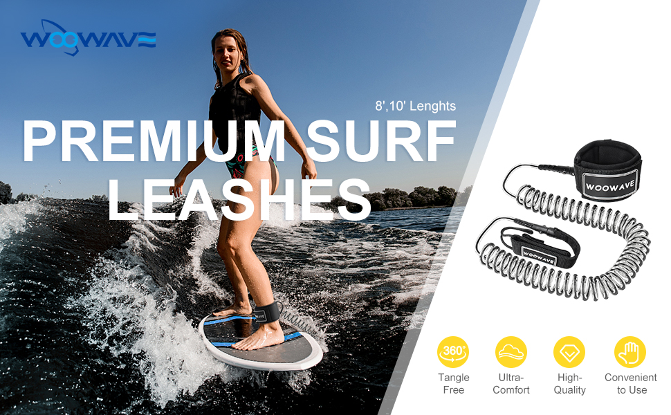 5.5mm/7mm/8mm Diameter TPU Surfboard Leash Strong Cord Custom Design for Lakes Rivers