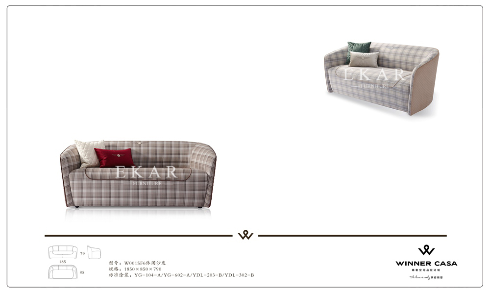 Modern Design Fabric Plaid Love Seat Lounge Room Living Room Sofa