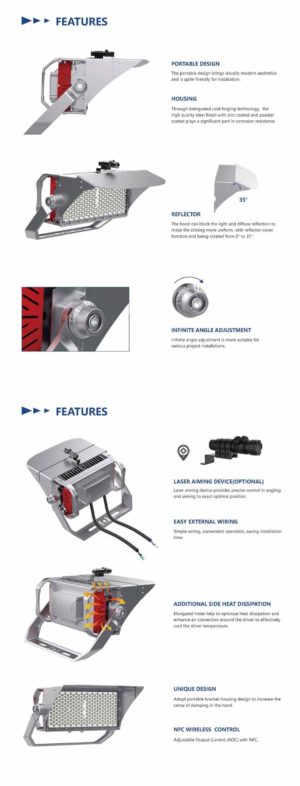 ETL DLC 600W LED Sport Court Light 500W 800W 1000W Football Basketball