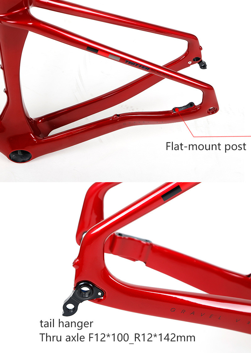 Durable T900 Carbon Gravel Bike Frame With Disc Brake Fat Tire Carbon Bike Frame