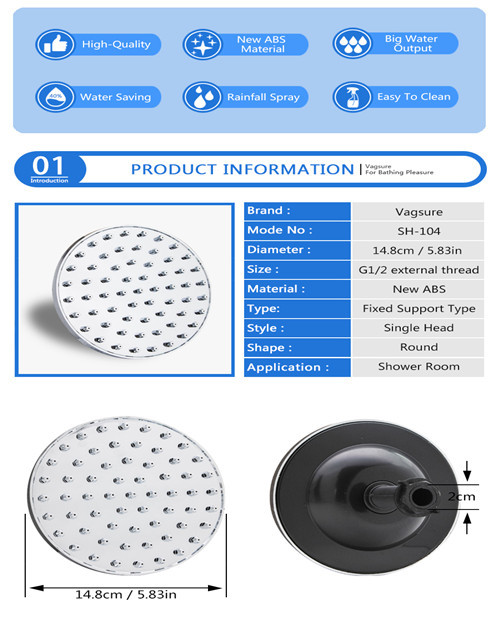 Water Saving Overhead Rainfall Shower Head / 5 Inch Shower Head Sliver Color