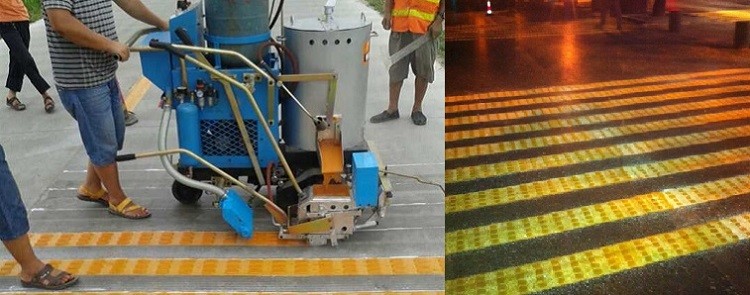 Pavement Thermoplastic Striping Machine Bulge Thickness 3-5mm Adjusted