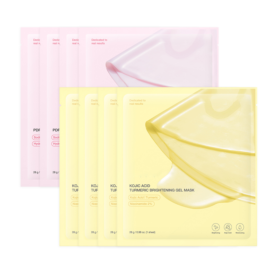 Acid Turmeric Gold / Pink Collagen Facial Gel Mask Even Skin Tone Deep Hydrate Overnight Face Sheet Mask for Glass Glow Skin