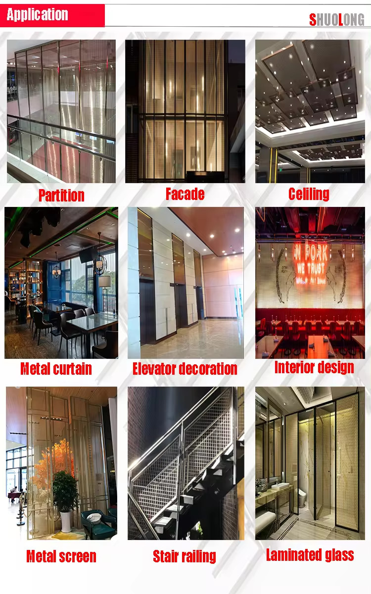 Customizable Flexible Metal Mesh Fabric For Partiton Wall Custom Square Design