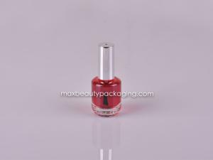 China metallic silver cap round nail polish bottle 15ml popular bottle flat brush plastic cosmetic nail polish packaging wholesale
