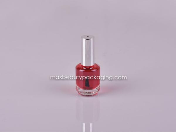 metallic silver cap round nail polish bottle 15ml popular bottle flat brush