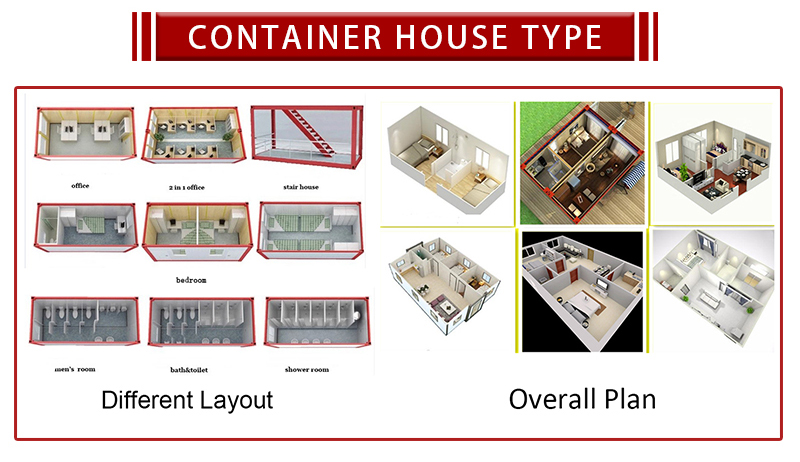 40ft High Cube Steel Modular Homes Insulated Prefab Shipping Container Homes with 5 Rooms