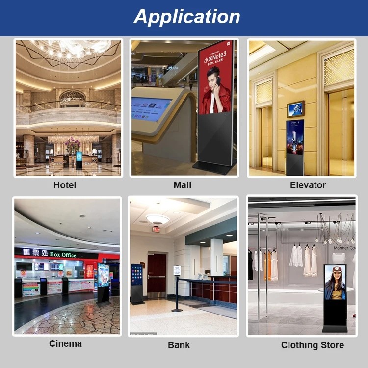 350cd/M2 Floor Standing Android Indoor Digital Display Screens 32/43/50/55/65