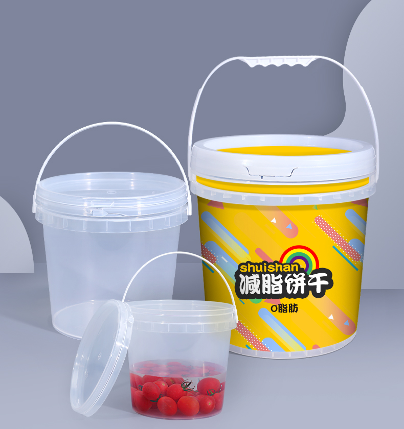 Customizable 1L-20L Clear Food Grade Snacks Milk Tea Packing Bucket With Lid for B2B