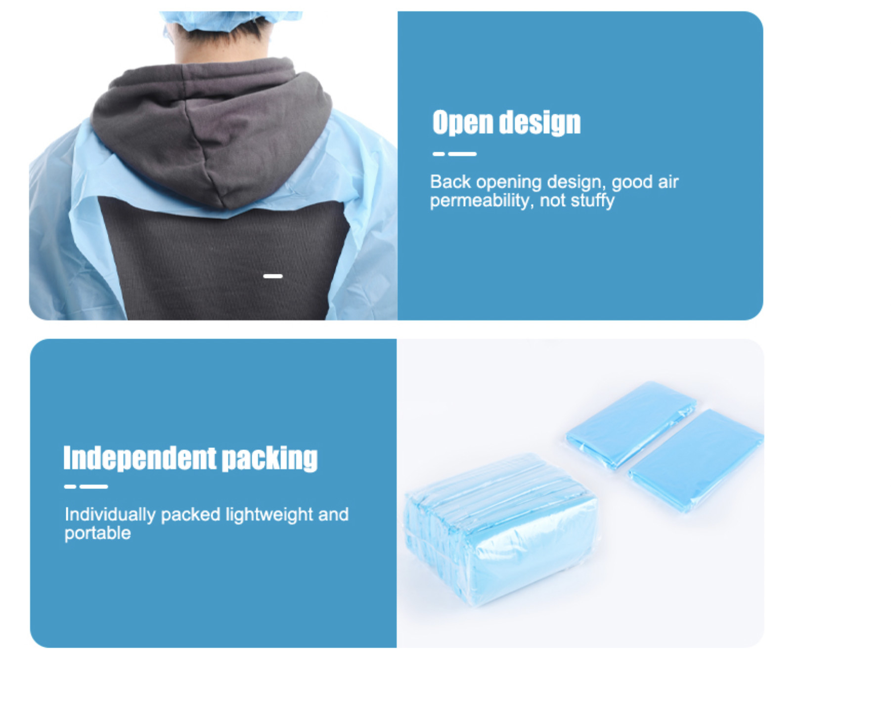 "Thumb Loop CPE Gowns with Tie Closure for Hospitals & Medical Institutions"