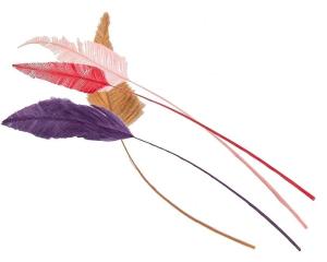 China Pattern Dyed Head Arrow Millinery Feather Stripped Ostrich Plume Feathers 25-30cm wholesale