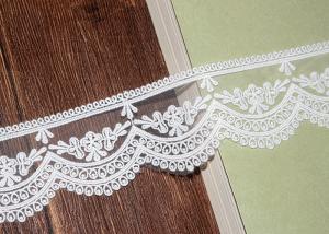 China Bridal Embroidered Lace Trim Cotton Nylon Mesh Tulle AZO Free 5.5 CM Width wholesale