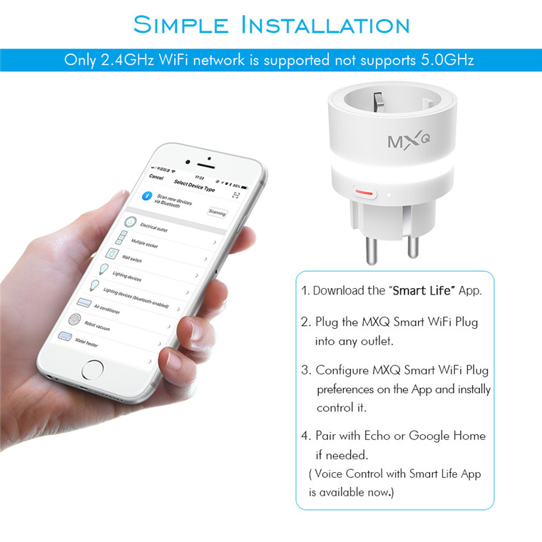 Stable Performance Smart Plug Switch Free APP Control Up To 100 WiFi Sockets