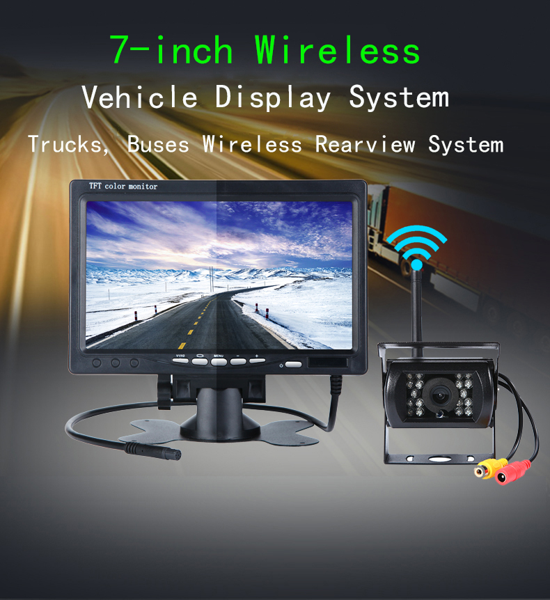 1080P Wireless 24V WDR Truck Dash Cam 7 Inch Full Color G sensor