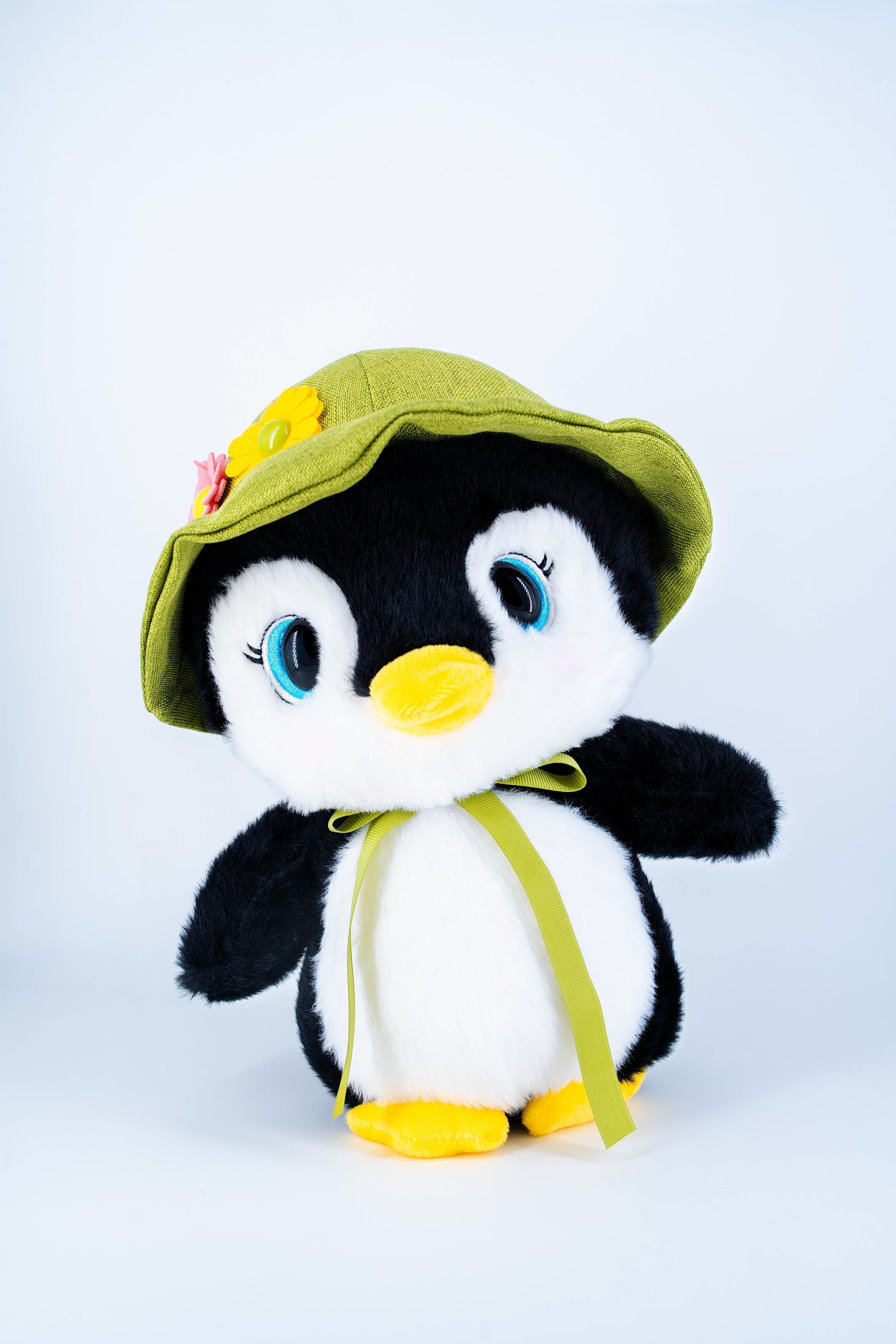 PP Cotton Penguin Soft Plush Toys With Green Hat Small Penguin Stuffed Animal