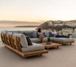 Teak Wood Commercial Hotel Sofa Garden Set Furniture with Middle Sofa Size