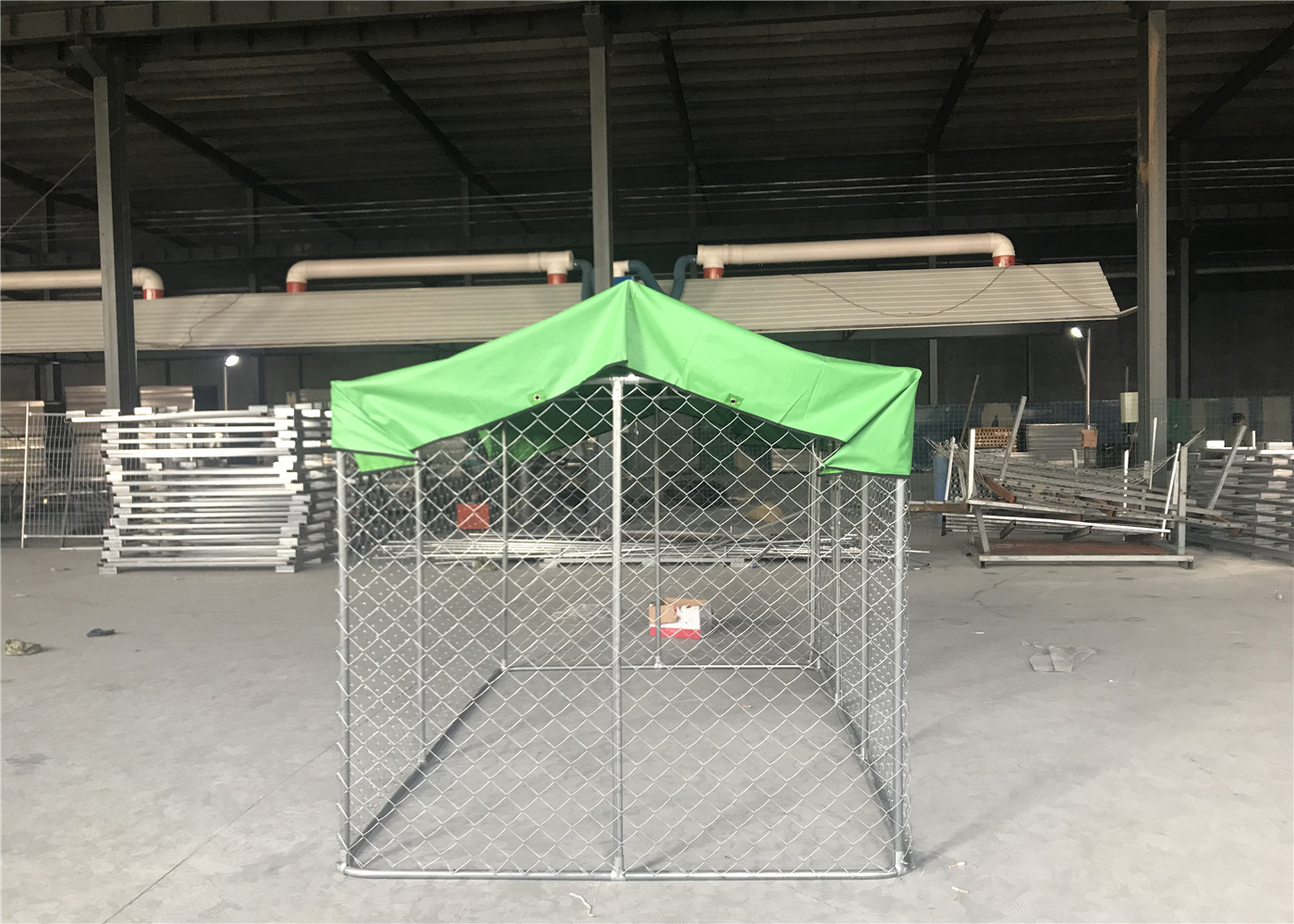 chain link dog kennel 4' height x 10' width x 10' length OD32mm tube wall thick 1.00mm mesh 60mm x 60mm chain wire 2.2mm