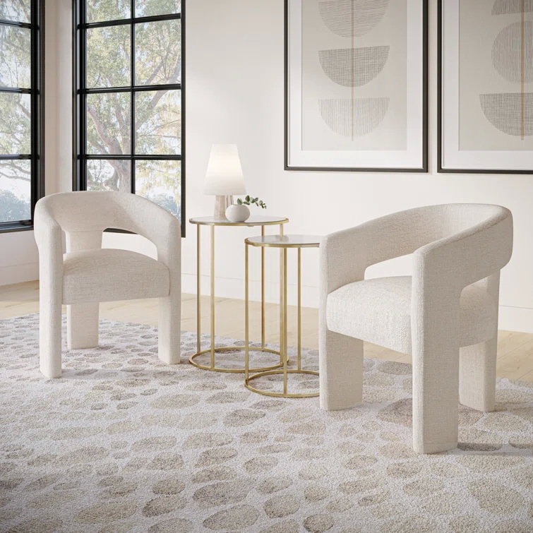 Eco friendly Wooden White Sherpa Accent Chair For Dining Room