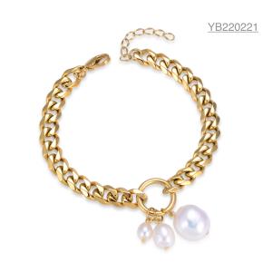 China Saya Gold Rhinestone Bracelet Socialite Brand Pearl Pendant Bracelet wholesale
