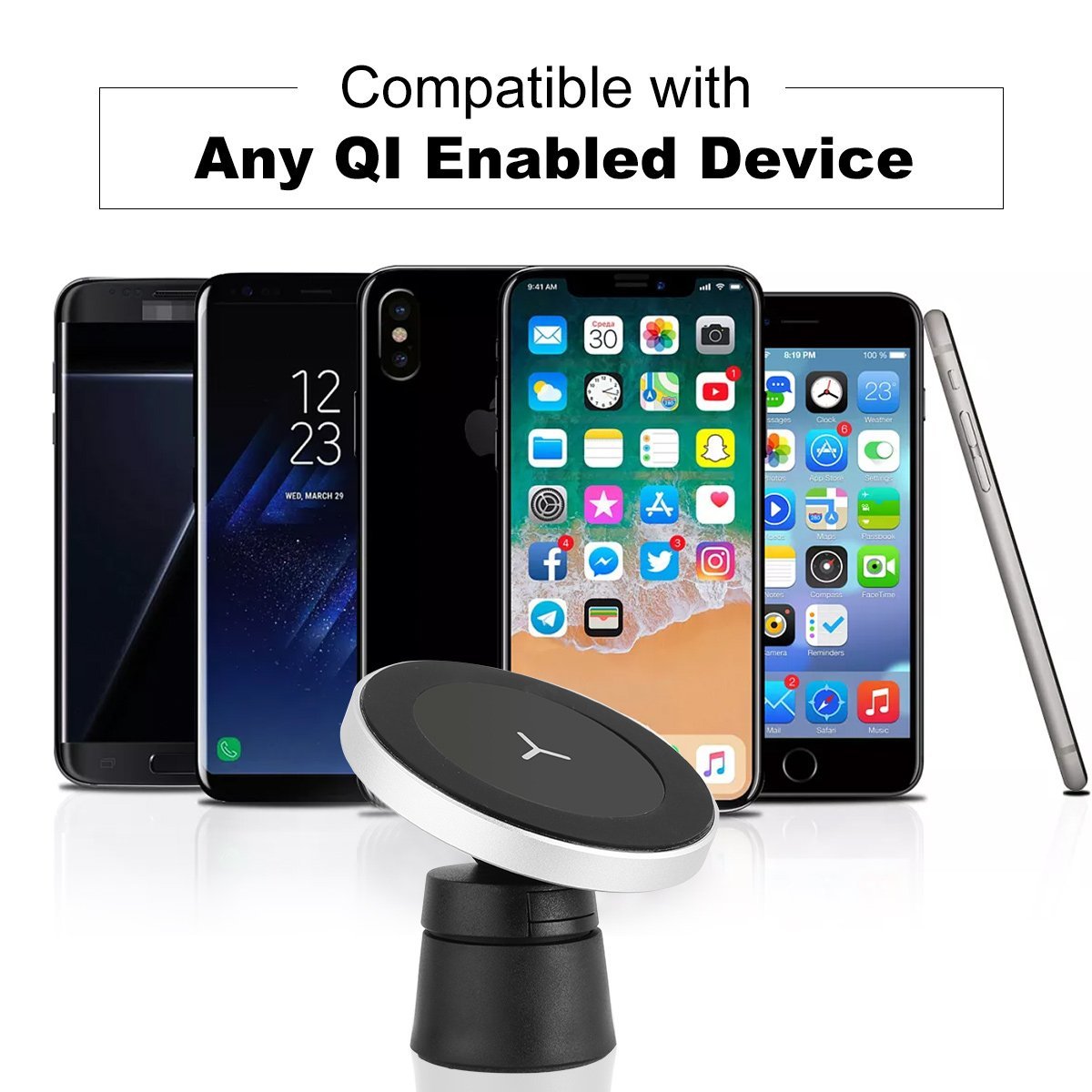 Fast QI 10W Wireless Charging Magnetic Car Mount Holder