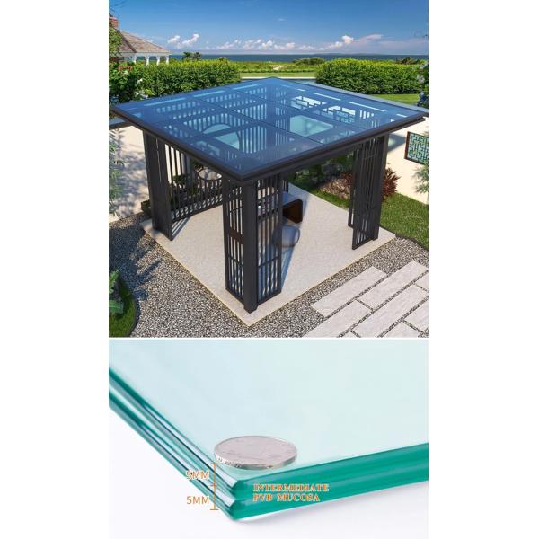 4x4m Chinese Style Gazebo Outdoor Courtyard Flat Roof Aluminum Pavilion