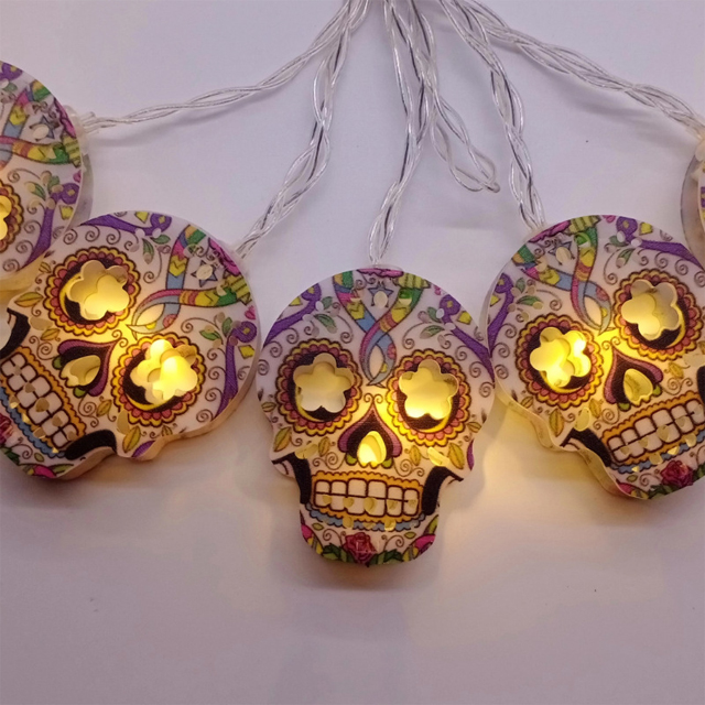 10LED Halloween Pumpkin Spider Bat Skull String Lights Lamp DIY Hanging Horror Halloween Decoration For Home Party Supplies