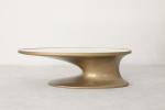 Oval Natural Marble Top Dining Table with Brushed Gold Stainless Steel Base