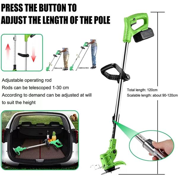 24v Adjustable Head Electrical Cordless Grass Trimmer With Li Lon Battery