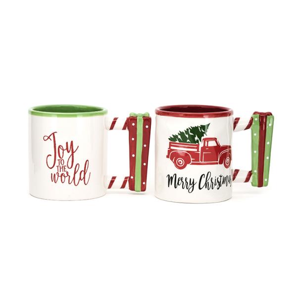 coffee bulk mugs Christmas 10OZ ceramic mug with 3D holder porcelain christmas dinnerware