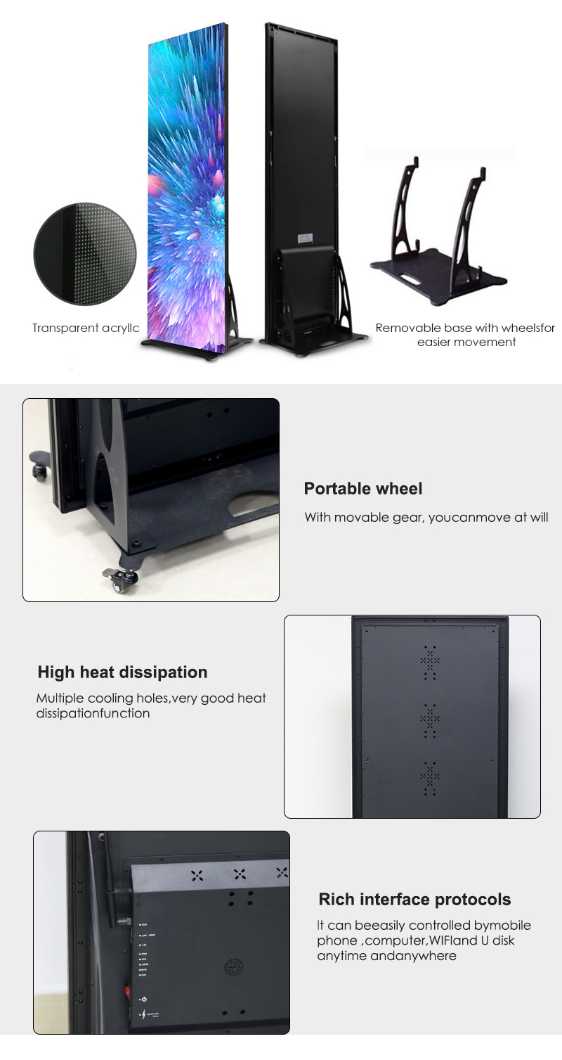 Digital Video Advertising LED Mirror Screen Indoor Ultra Thin Portable P1.75 P2 P2.5