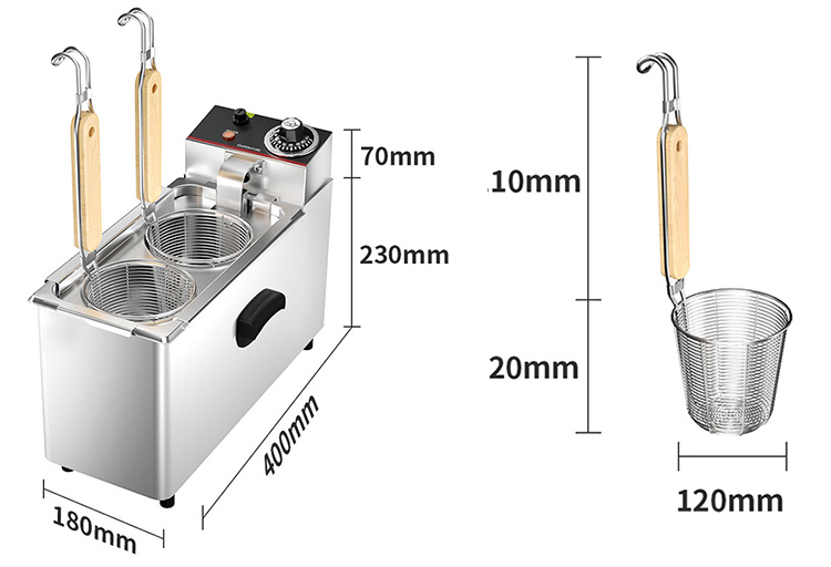 Kitchen Cooking Multifunctional Commercial 2 Basket Noodle Cooker Pasta Boiler Cooker
