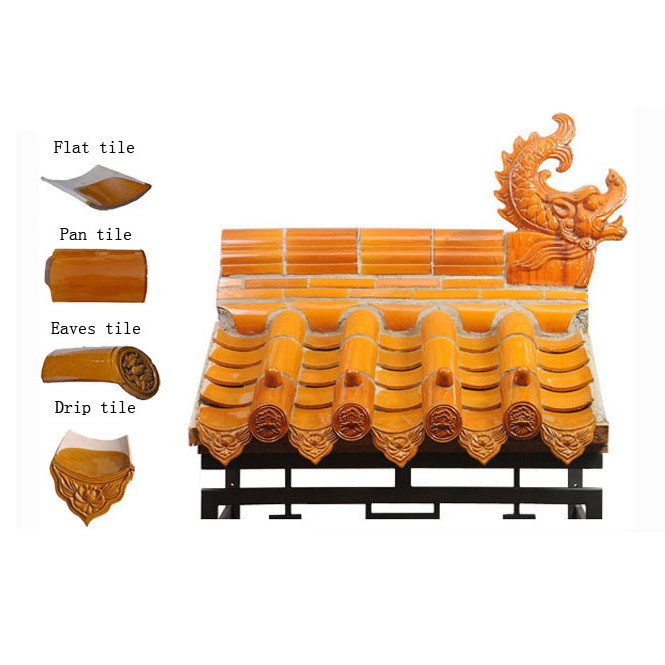 Construction Material Chinese Glazed Roof Tiles Blue Kaolin Clay Villa