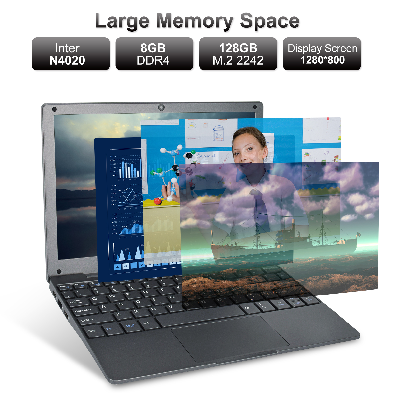 EU/US/UK Plugs Type 10.1 Inch Portable Mini Laptop with Intel Celeron N4020 CPU 8GB RAM 128GB SSD Win11 1TB HDD Metal Body