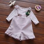 43.4in Striped Summer Children'S Clothing White Overalls Casual Strap Shorts