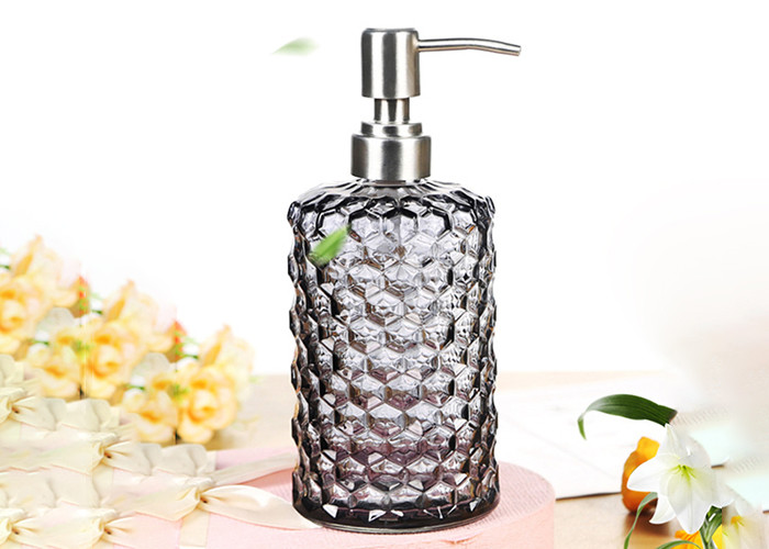 Empty Glass Hand Sanitizer Bottle / Hair Shampoo Bottle With Lotion Pump