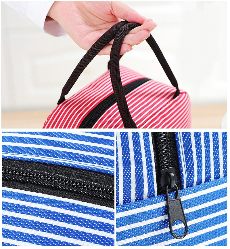 Large Capacity Multicolor Striped Bento Lunch Bag