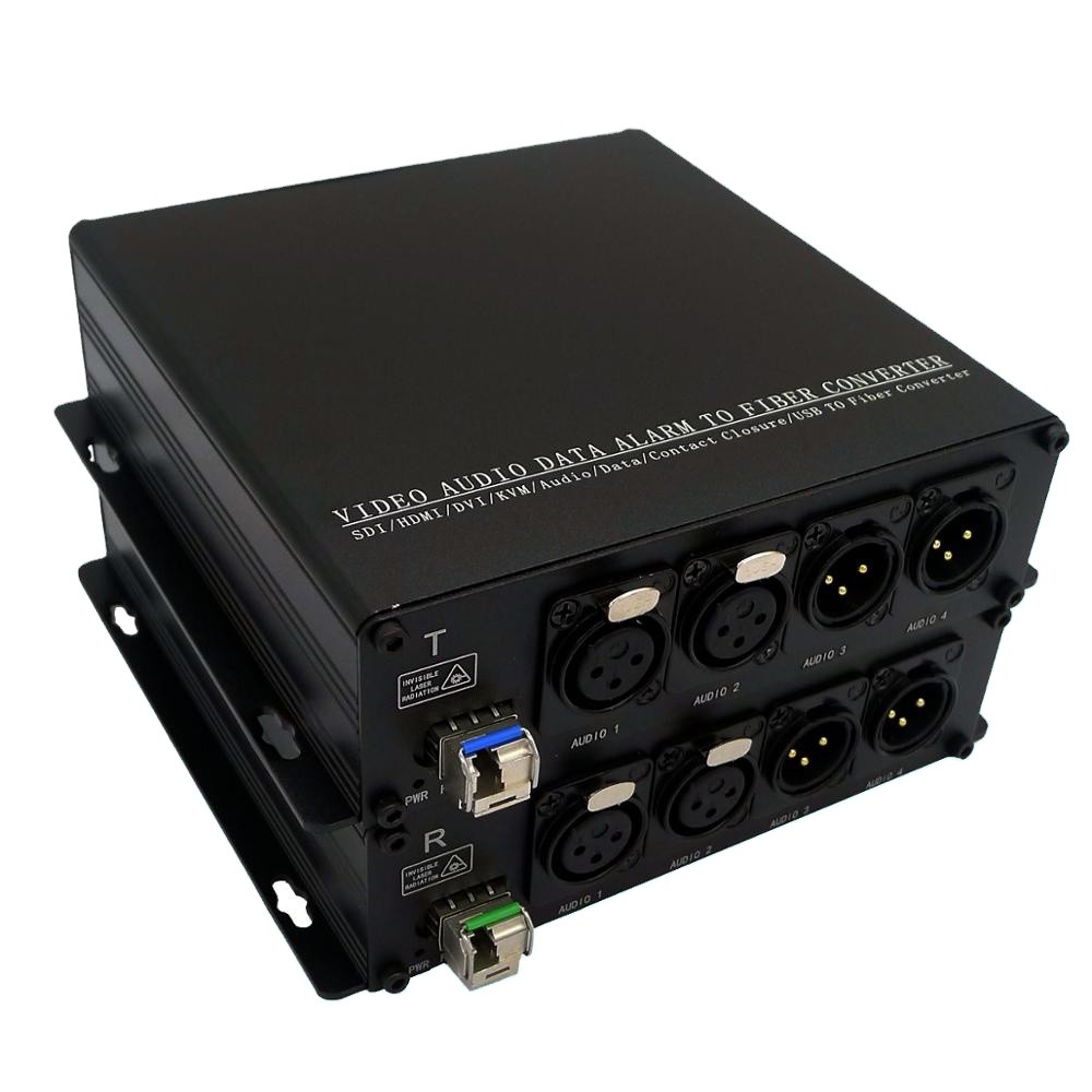 Two Way XLR Audio To Fiber Converter Broadcasting BIDI Balanced Audio