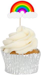 China Birthday Party Printed Rainbow Paper Cupcake Topper wholesale