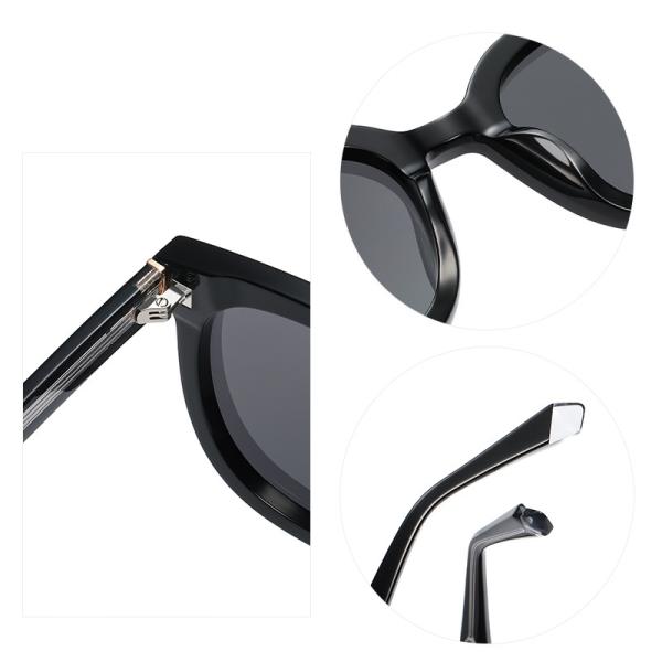 Retro Round Acetate Sunglasses Women UV400 Protective Glasses