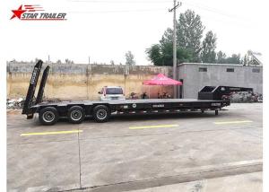 China 60-100 Tons Goosneck Hydraulic Low Bed Trailer 4mm Checked Steel Platform wholesale