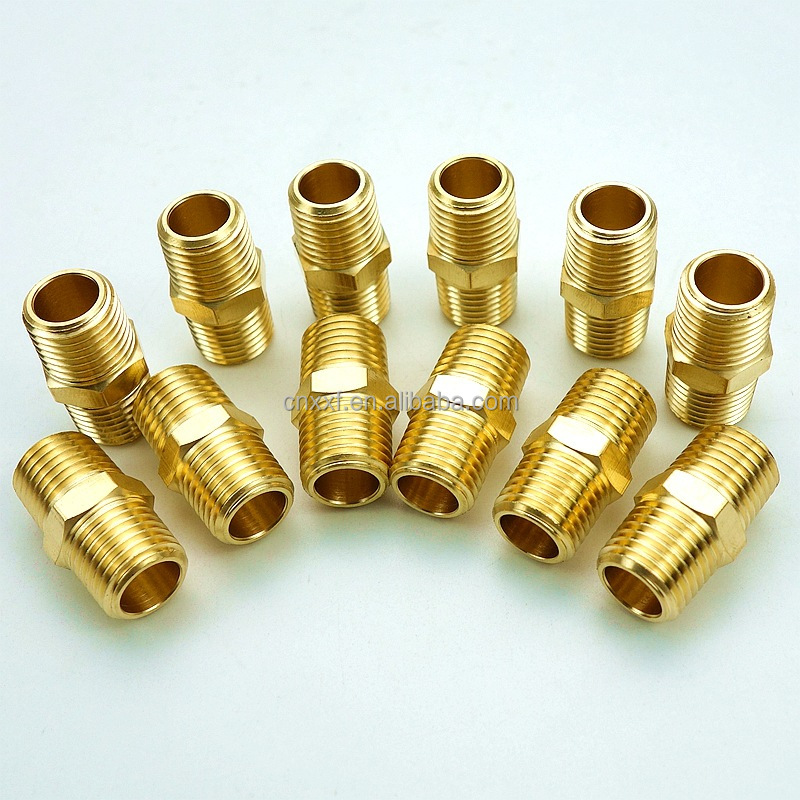 Customizable Brass HEX Nipple 1/8-4 INCH SCH80-SCH160 Pipe Connector with BSP Thread Casting Technics Fittings
