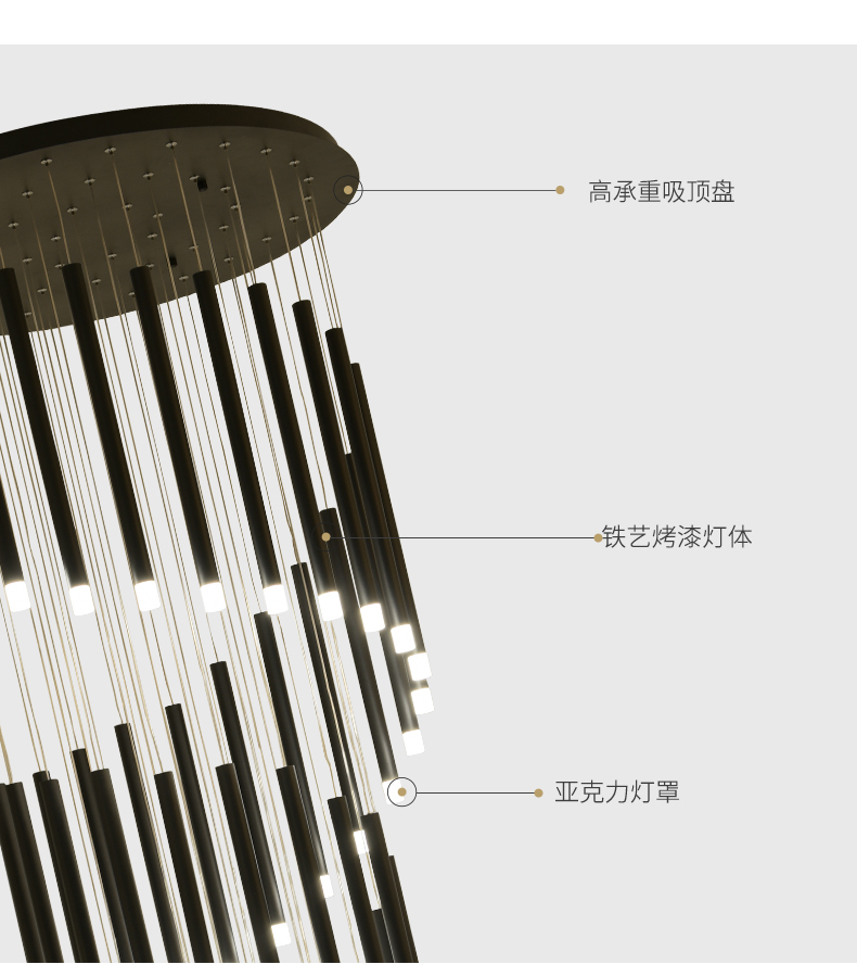 Modern led chandelier minimalist large long tube chandelier(WH-NC-76)