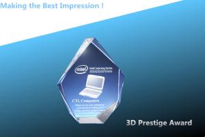 China 3D Prestige Corporate Award/3d laser prestige crystal awards/prestige crystal trophy wholesale