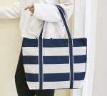 Womens Printed Stripes Casual Large Canvas Bags , Shoulder Tote Bags
