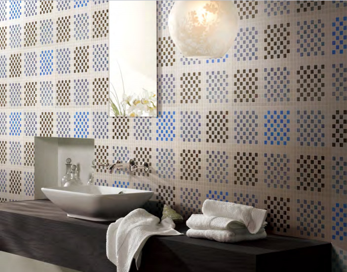 Mosaic tile design recycled glass mosaic square pattern for wash room