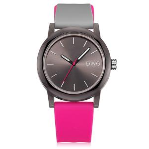 China Pink Color Silicone Bracelet Watch Waterproof With Auto Date And Mineral Glass wholesale